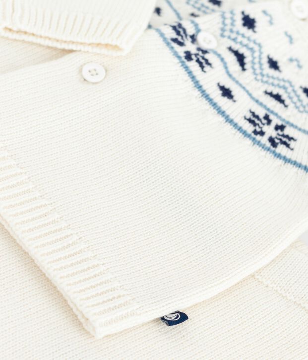 Completo 2 pezzi con cardigan in maglia jacquard neonato blu/blu