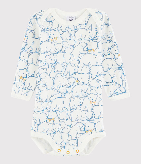 Body manica lunga bebè unisex blu FRAICHEUR/bianco MARSHMALLOW