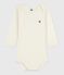 Body a maniche lunghe in lana e cotone neonato ECRU 08163