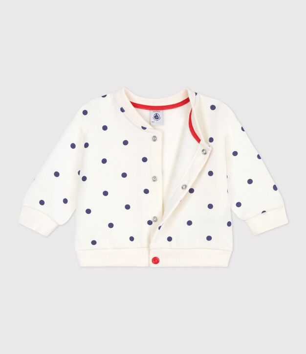 Giubbotto modello teddy in cotone con stampa a pois neonato blu/blu