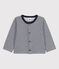 Cardigan per bebè millerighe in jersey spesso blu SMOKING/bianco MARSHMALLOW
