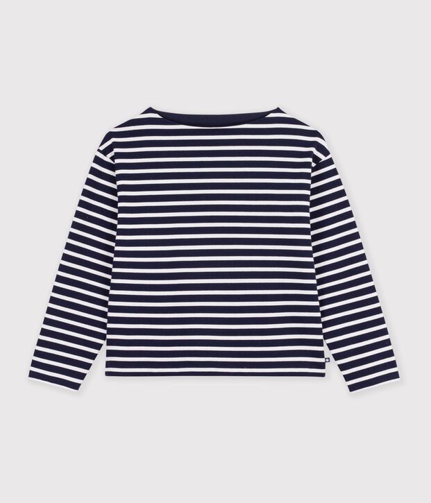 Marini&egrave;re a maniche lunghe in cotone donna blu/bianco