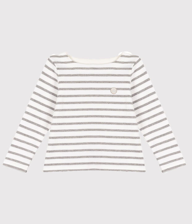 Marini&egrave;re in jersey bambina bianco/grigio