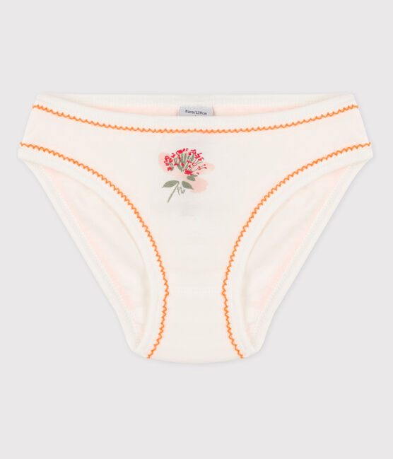 La mutandina in cotone per bambina bianco MARSHMALLOW/ ORANGE