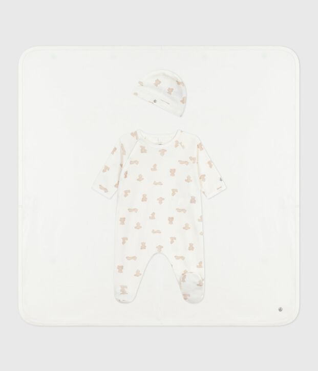 Confezione regalo in cotone con stampa neonato bianco/BRUN