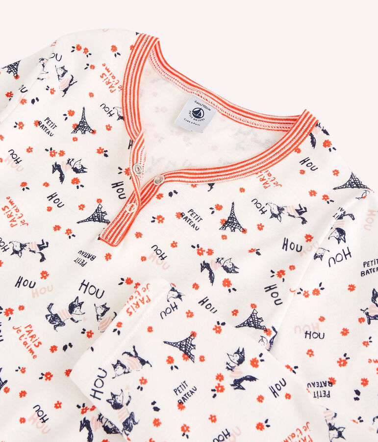 Camicia da notte bambina fantasia Parigi in cotone biologico bianco/multicolore