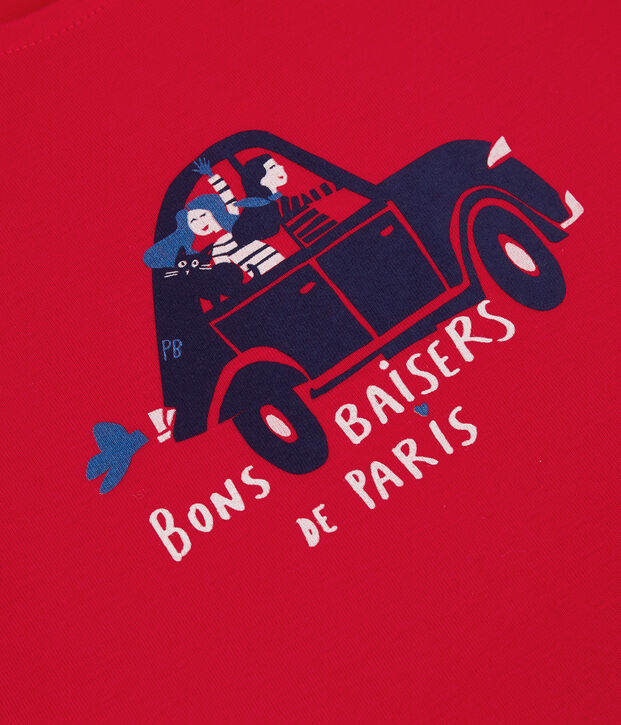 T-shirt a maniche corte in cotone bio bambina rosso