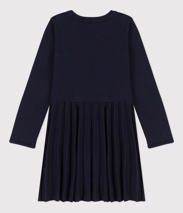 Abito bambina a maniche lunghe in maglia di cotone SMOKING