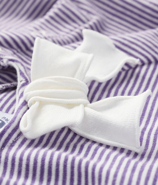 Blusa manica corta bebè femmina viola REAL/bianco MARSHMALLOW