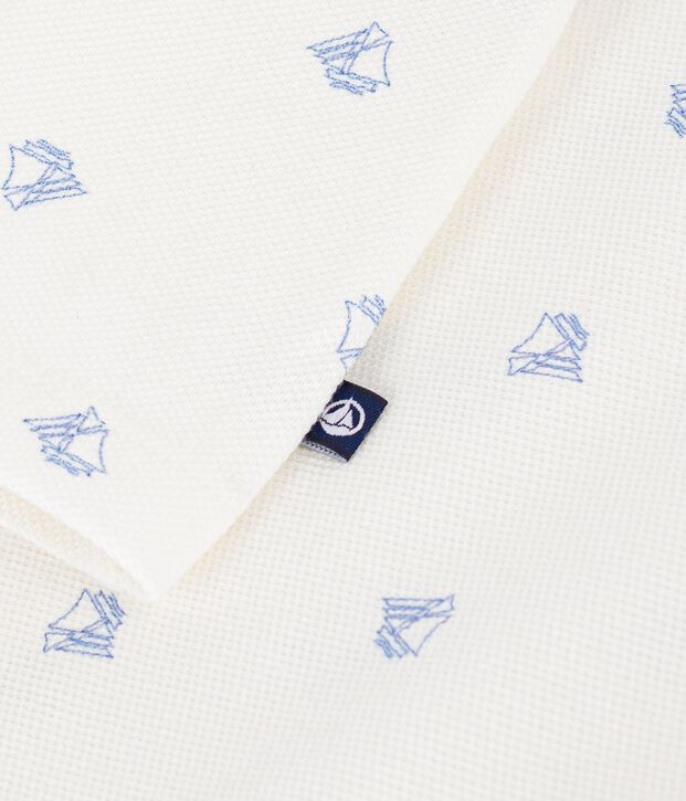 Polo a maniche corte in cotone con stampa di ancore bambino bianco/blu