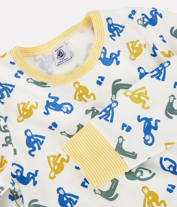 Pigiama scimmie fosforescenti bambino in cotone bianco/multicolore