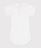 Body in cotone tinta unita con colletto ricamato neonato bianco MARSHMALLOW