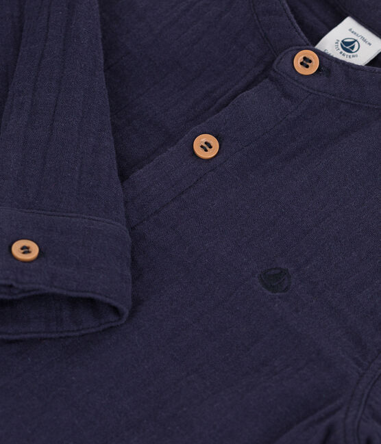 Camicia in garza di cotone bambino blu SMOKING
