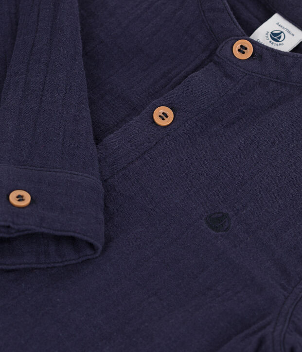 Camicia in garza di cotone bambino blu