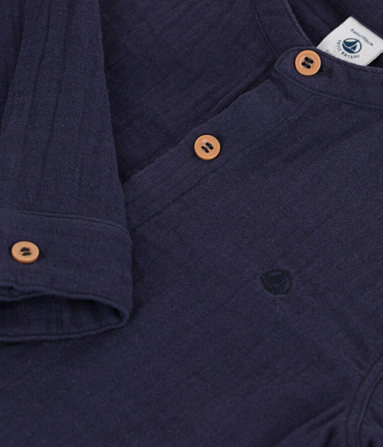 Camicia in garza di cotone bambino blu