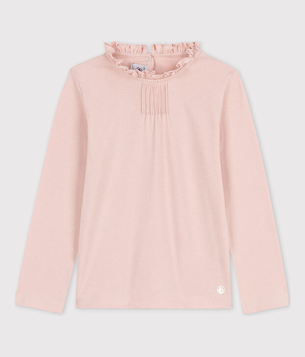 T-shirt maniche lunghe in cotone bambina rosa