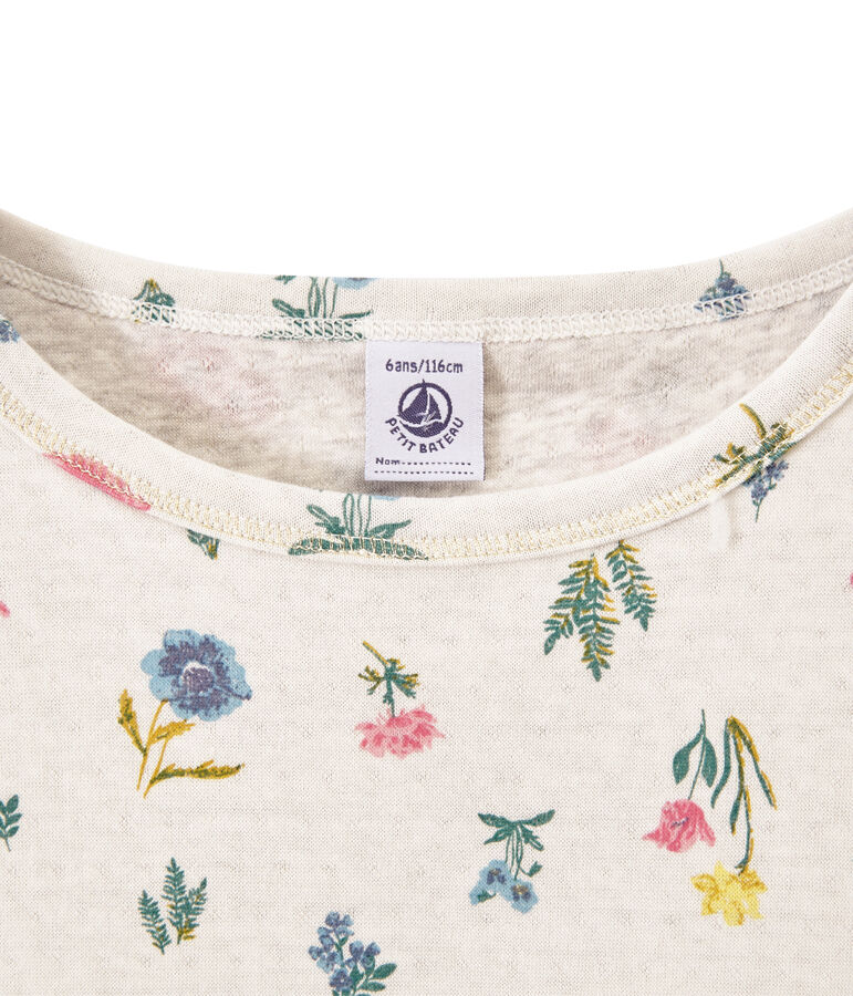 T-shirt bambina in tubique leggero stampata bianco/multicolore