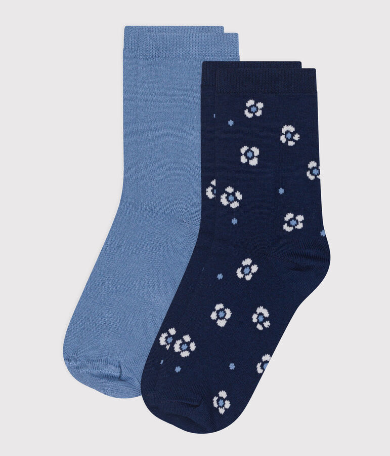 2 paia di calzini in cotone con stampa a fiori bambina multicolore