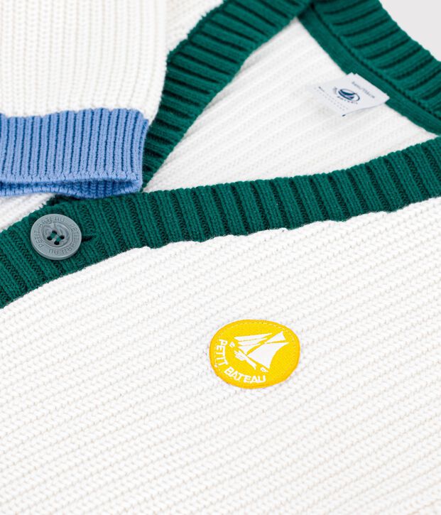Cardigan in cotone tinta unita bambino bianco/multicolore