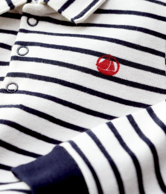 Polo in cotone bebè. bianco MARSHMALLOW/blu SMOKING