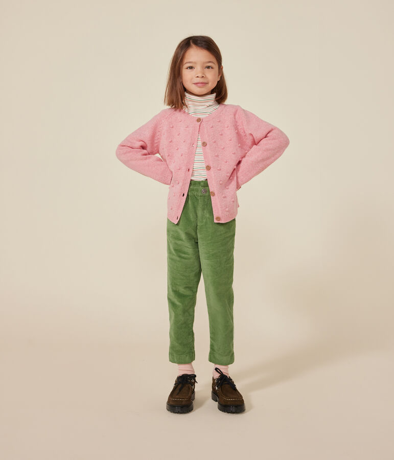 Cardigan in maglia con lana bambina rosa ROSELINE CHINE