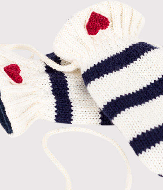 Muffole in maglia a righe foderata in pile neonato blu MARSHMALLOW/ SOIR