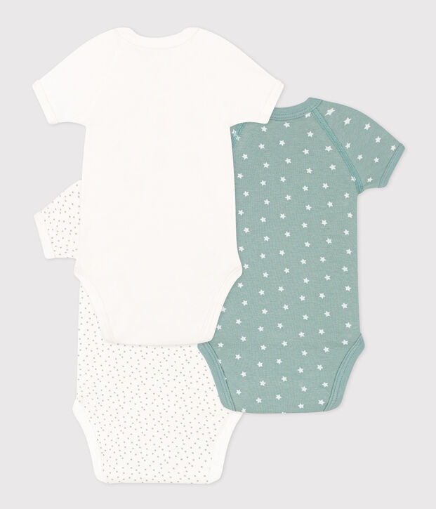 CONFEZIONE DA 3 BODY A MANICHE CORTE IN COTONE PER NEONATI multicolore