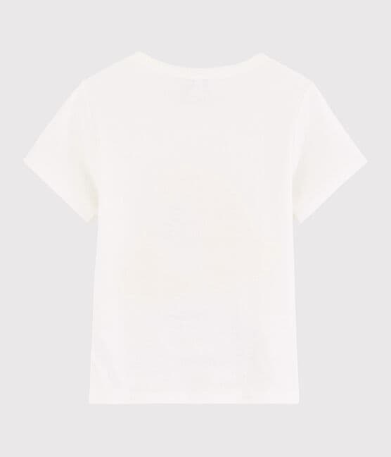 T-shirt a maniche corte in cotone bambina bianco MARSHMALLOW/blu MYKONOS