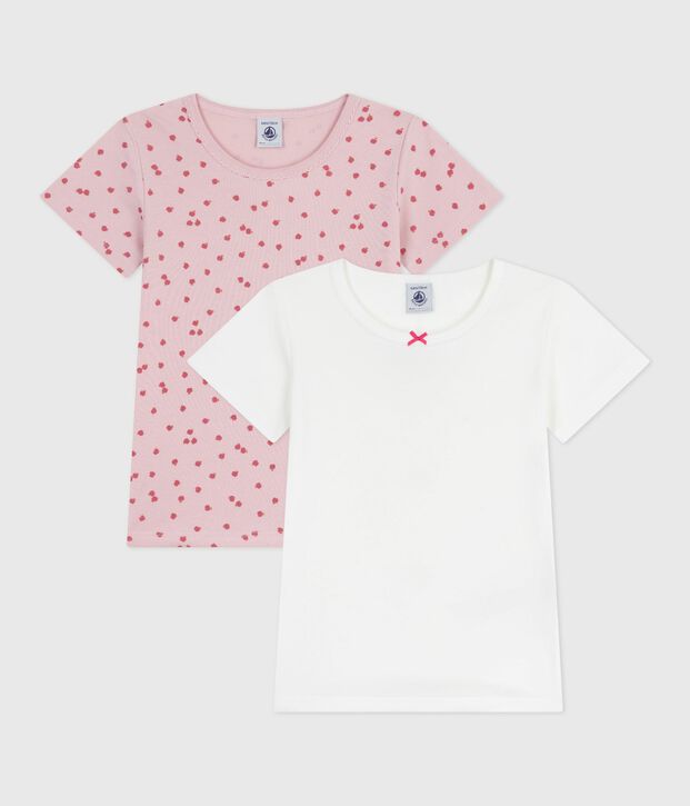 Set di T-shirt a maniche corte in cotone con mele stampate bambina multicolore