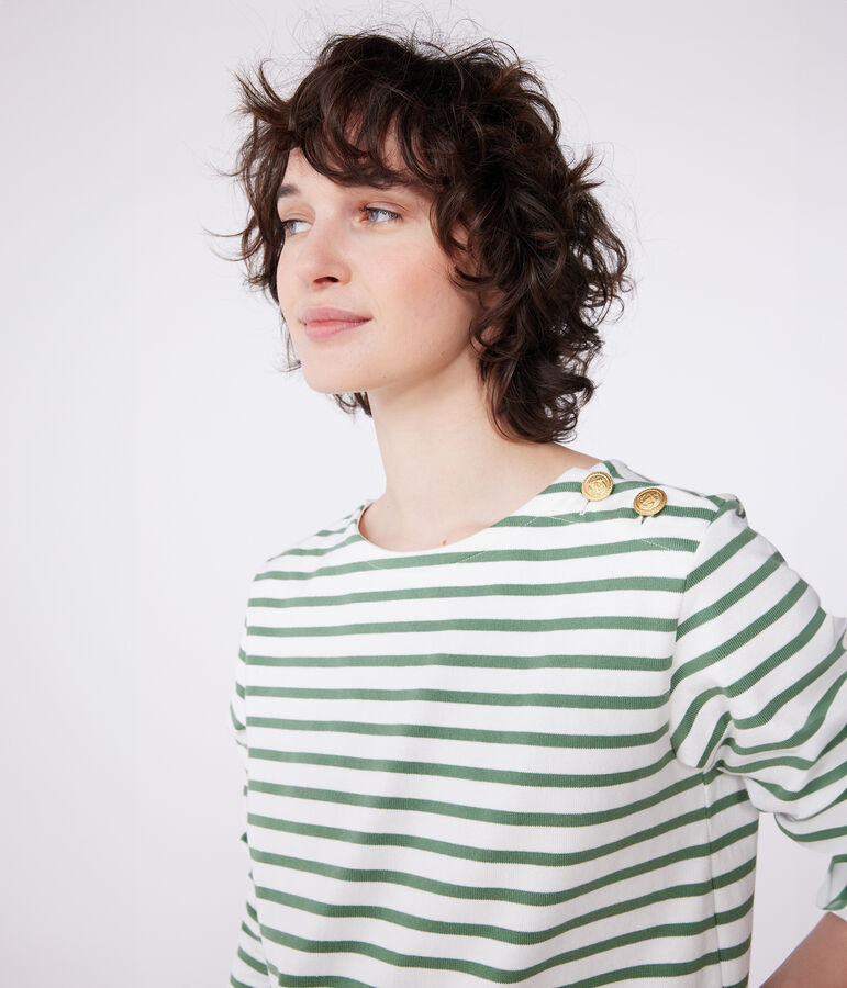 Marini&egrave;re a maniche lunghe in cotone donna verde MARSHMALLOW/ PALMERAIE