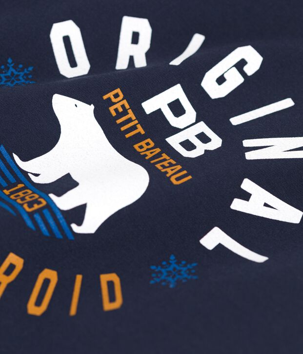 T-shirt bambino a maniche lunghe in cotone blu/blu