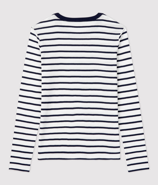 T-shirt L'ICONIQUE girocollo in cotone Donna bianco MARSHMALLOW/blu SMOKING