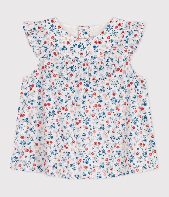 Blusa senza maniche in cotone con stampa a fiori neonato bianco MARSHMALLOW/bianco MULTICO