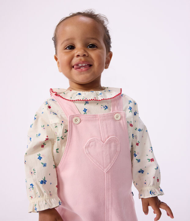 Blusa a maniche lunghe in cotone con stampa a fiori neonata bianco/multicolore