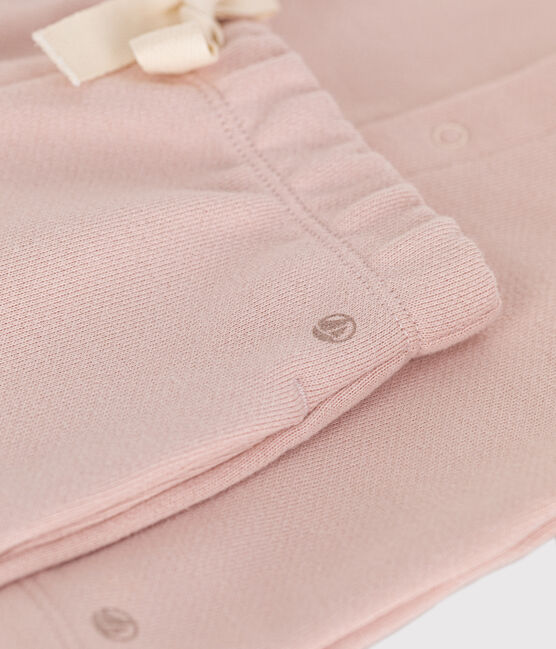 Completo cardigan e pantaloni in tessuto felpato bebè rosa SALINE