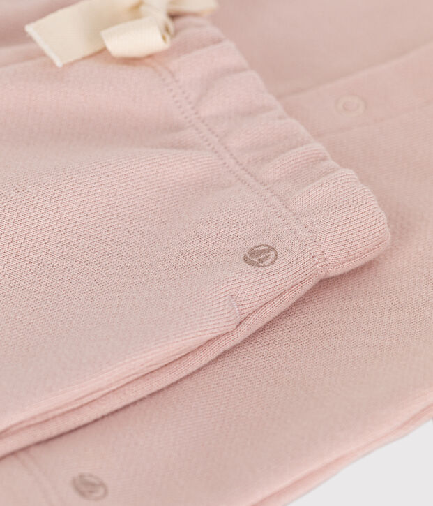 Completo cardigan e pantaloni in tessuto felpato beb&egrave; rosa
