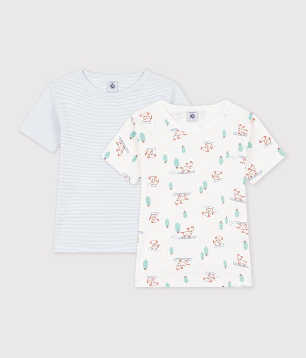 Set di T-shirt a maniche corte in cotone con cani stampati bambino multicolore