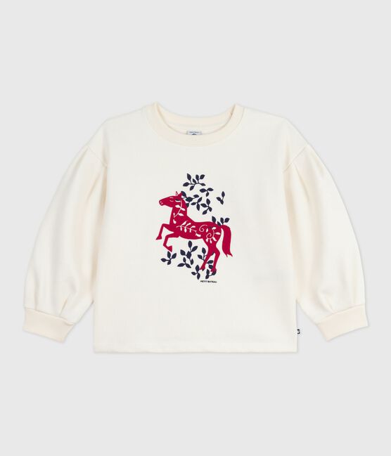 Felpa in cotone stampato bambino ecru MILK