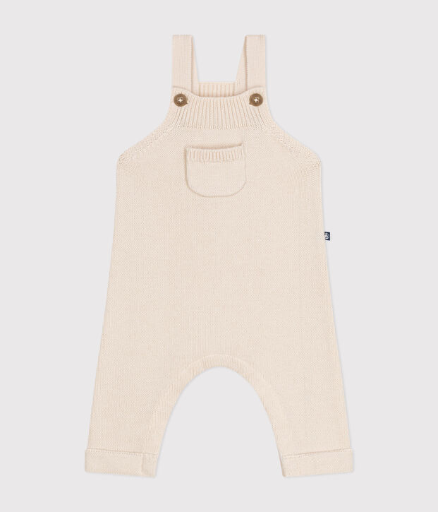 Salopette in maglia di lana e cotone neonato ecru