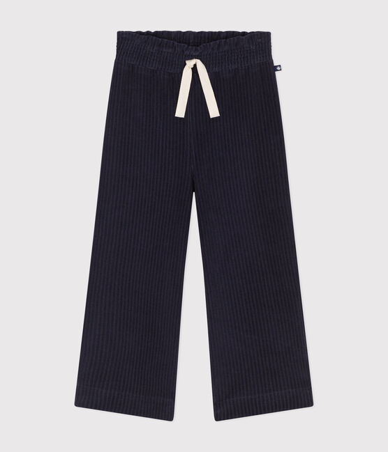 Pantaloni ampi in velluto sottile bambina blu SMOKING