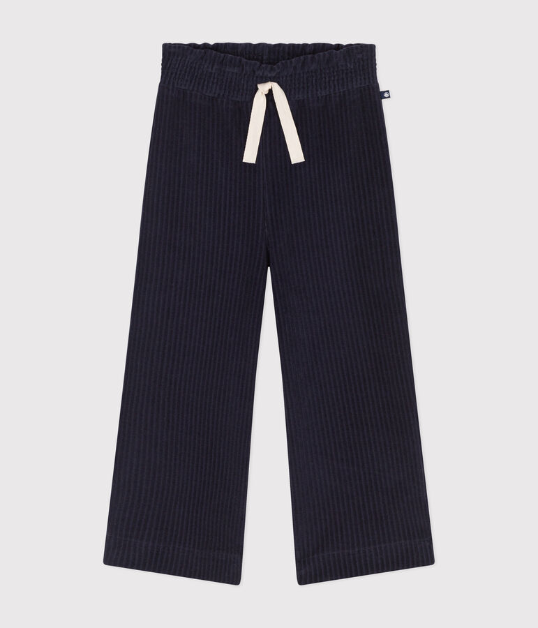Pantaloni ampi in velluto sottile bambina blu SMOKING