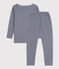 Pigiama snugfit millerighe unisex in cotone blu MEDIEVAL/bianco MARSHMALLOW