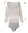 Body a maniche lunghe per donna. Petit bateau x Marie-Agnès Gillot beige COQUILLE/grigio SUBWAY