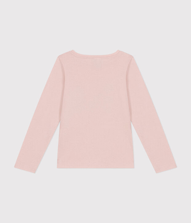 T-shirt a maniche lunghe a costine bambina rosa