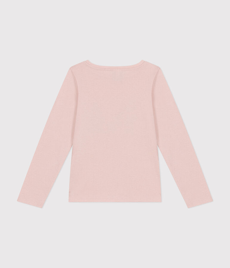 T-shirt a maniche lunghe a costine bambina rosa