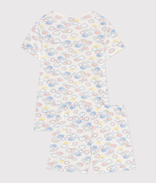 Pigiama short fantasia arcobaleno in cotone bambino bianco/multicolore