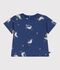T-shirt a maniche corte in cotone con gabbiani stampati neonato blu/multicolore