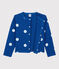Cardigan in cotone e lino bambina blu SURF/bianco MARSHMALLOW