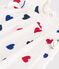 Abito a maniche corte in cotone e body integrato a tre cuori neonata bianco MARSHMALLOW/bianco MULTICO