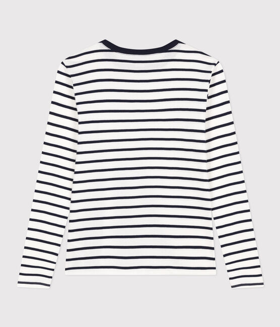 T-shirt L'ICONIQUE girocollo in cotone Donna bianco MARSHMALLOW/blu SMOKING